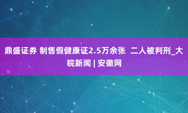 鼎盛证券 制售假健康证2.5万余张  二人被判刑_大皖新闻 | 安徽网