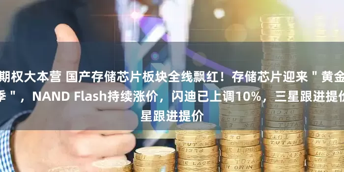 期权大本营 国产存储芯片板块全线飘红！存储芯片迎来＂黄金季＂，NAND Flash持续涨价，闪迪已上调10%，三星跟进提价
